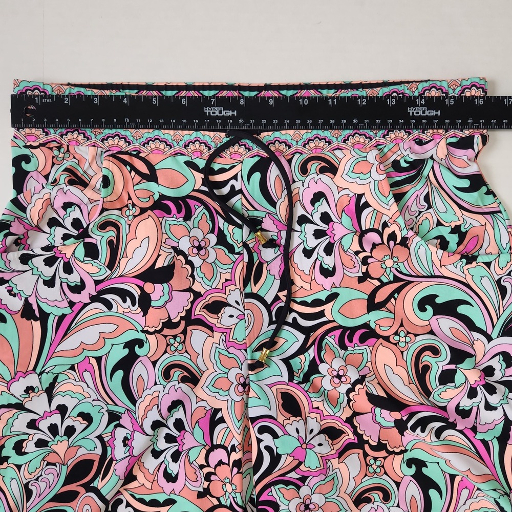 Sunshine 79 Cascade Blooms Paisley Floral Wide Leg Beach Pants Pink Mint Green M - Picture 4 of 11